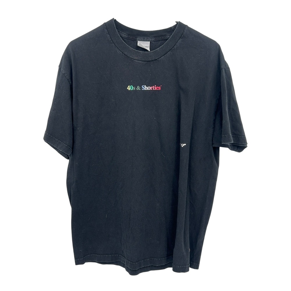 40s & Shorties Rainbow Embroidered Logo T-Shirt Large Black Streetwear Skater